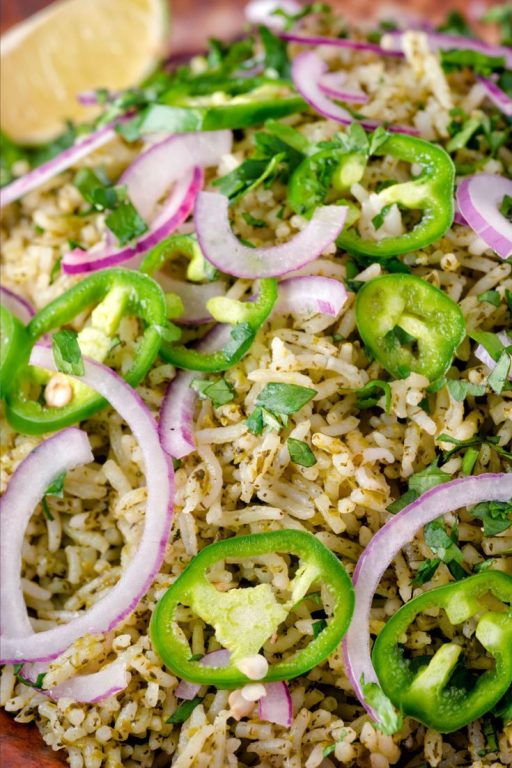 Spicy Arroz Verde Mexican Green Rice Recipe BellyRulestheMind   Arroz Verde Mexican Green Rice 3 512x768 