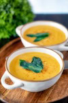 acorn squash soup in a bowl