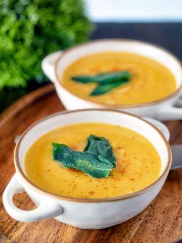 acorn squash soup in a bowl