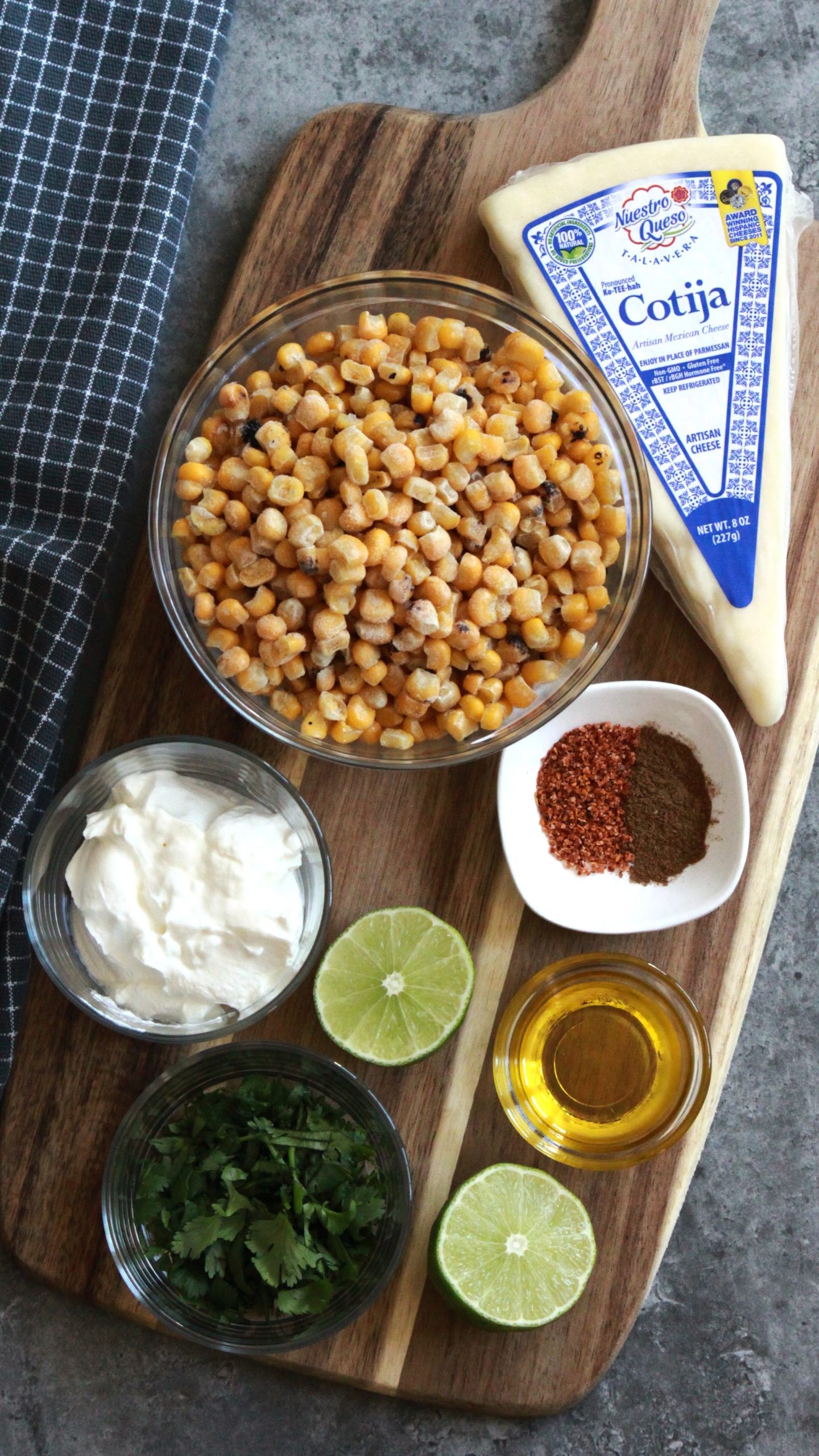 Ingredients to make Elote Dip or Mexican Street Corn Dip