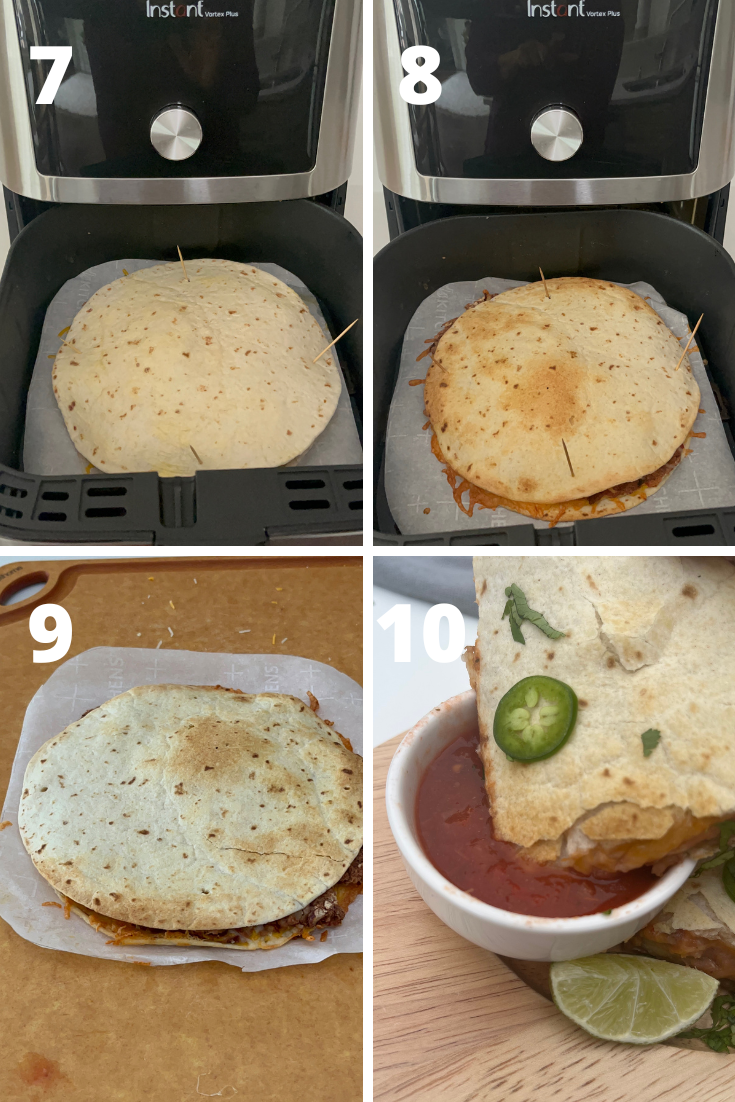 steps to make air fryer quesadilla