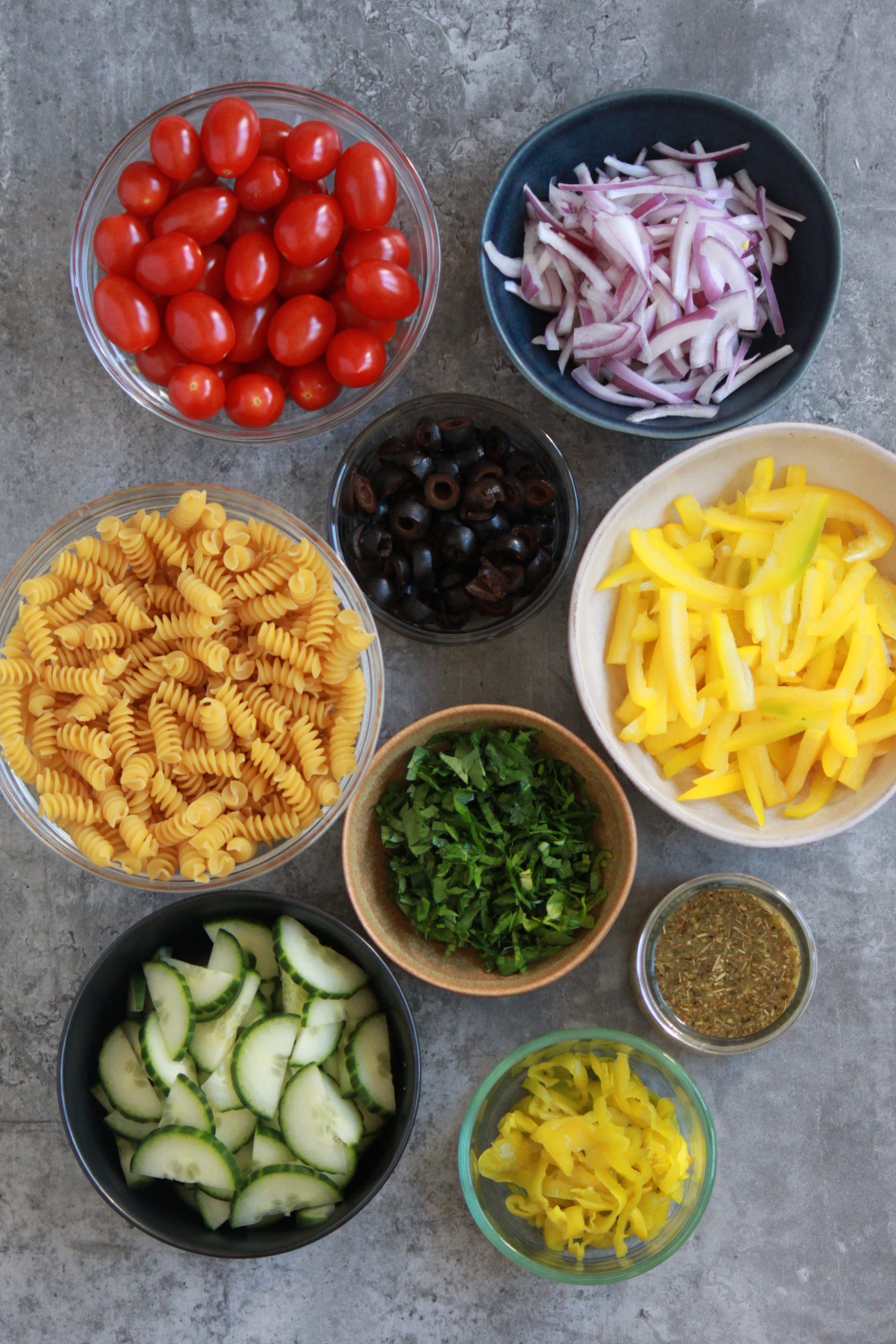 ingredients to make vegan pasta salad