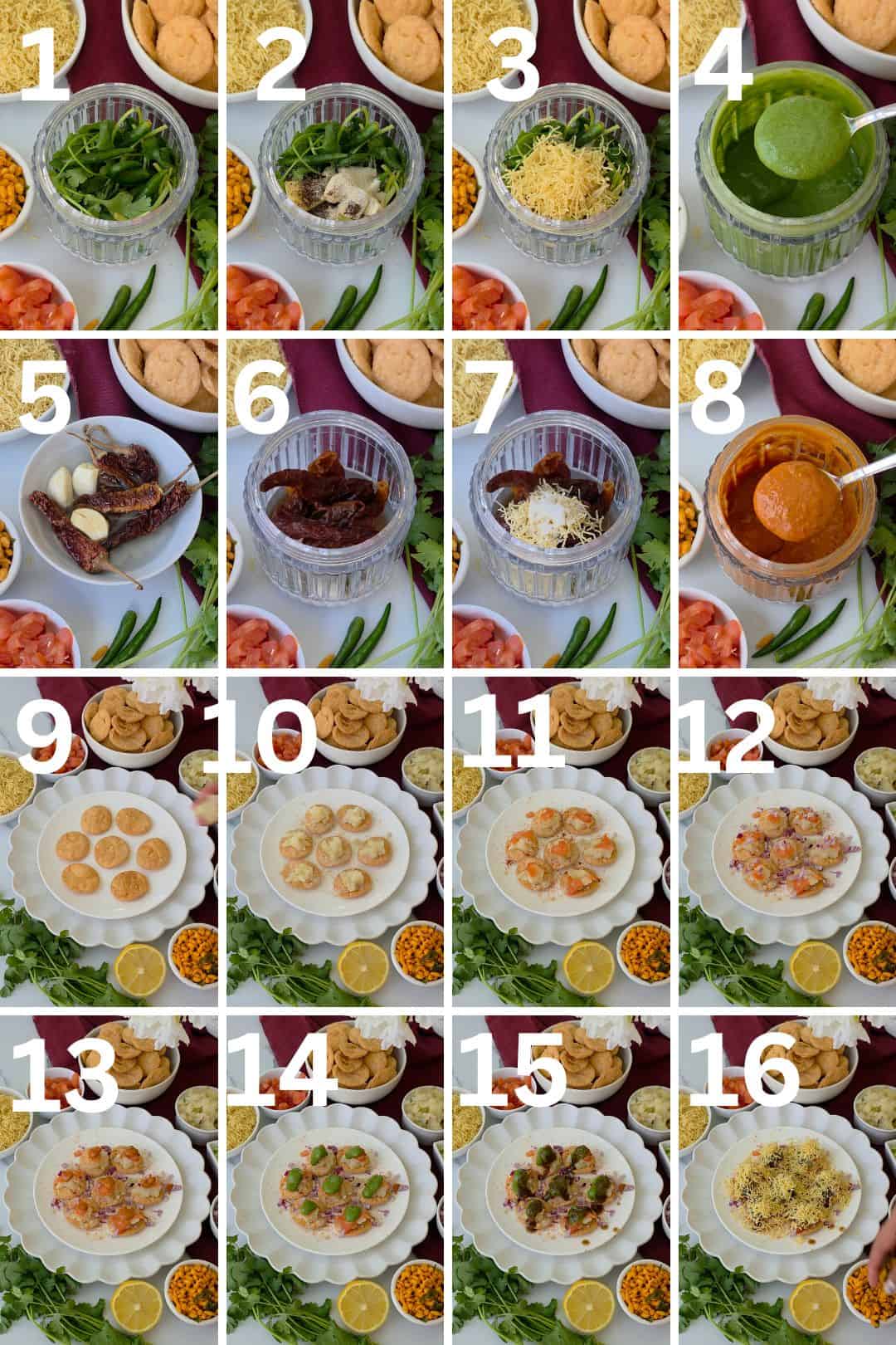 Delicious Mumbai-style snack with crispy puris, tangy chutneys, and colorful toppings. Perfect for p.