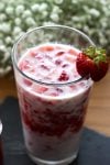 strawberry milk in a glass