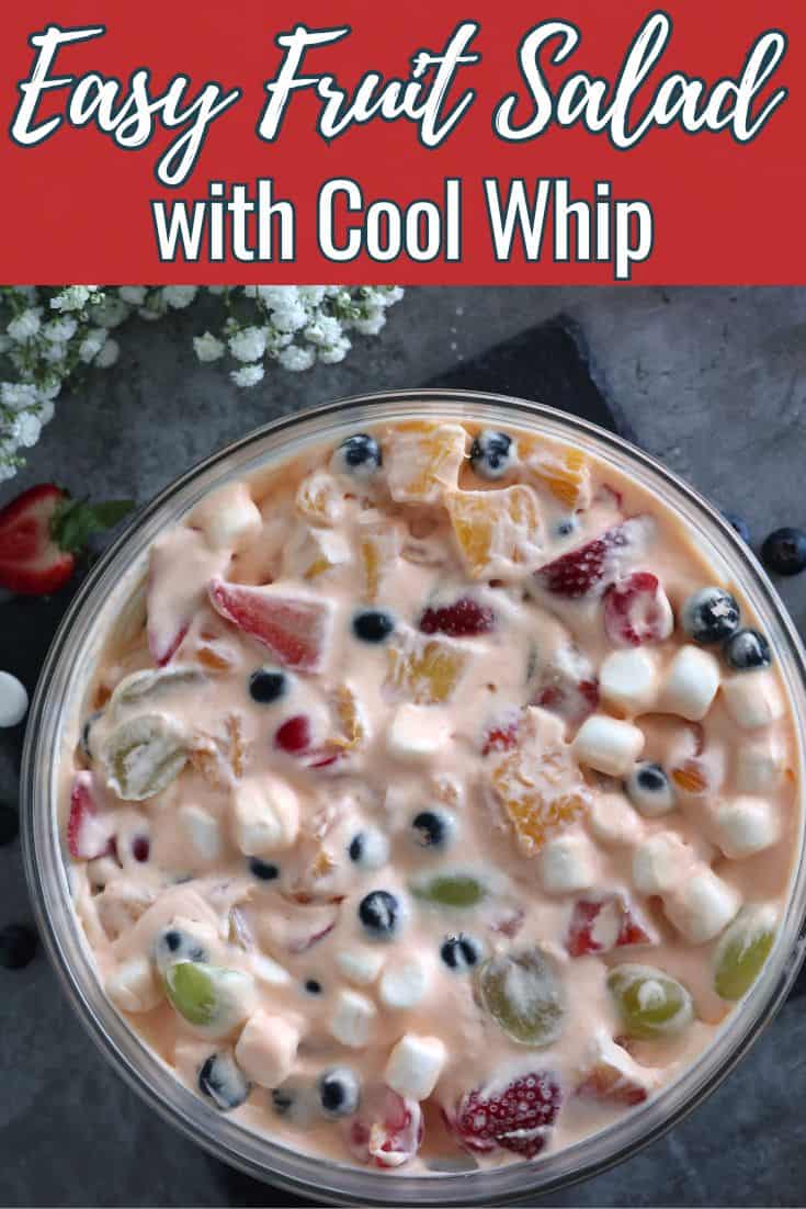 Fruit Salad with Cool Whip and pudding in a bowl