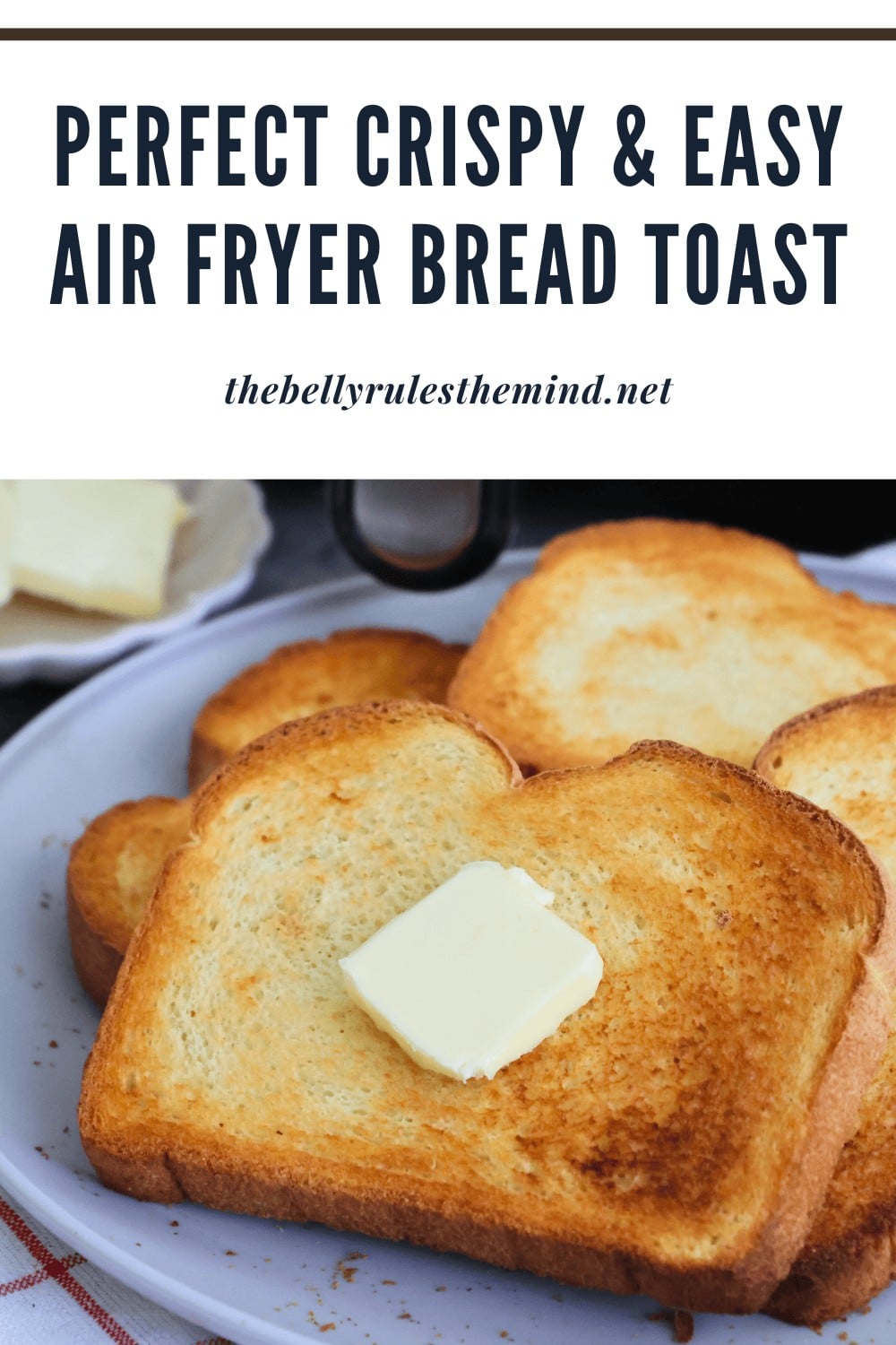 Perfectly crispy air fryer toast bread with golden crust and soft interior. Easy breakfast idea for.