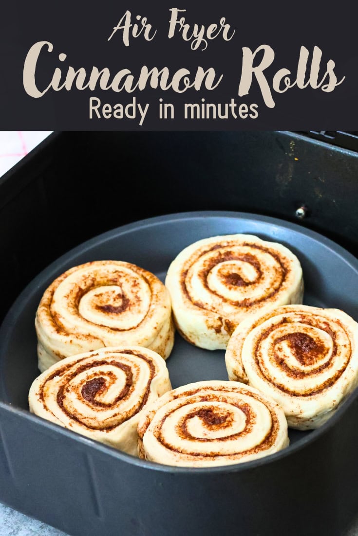 Air fryer Canned cinnamon rolls pin image