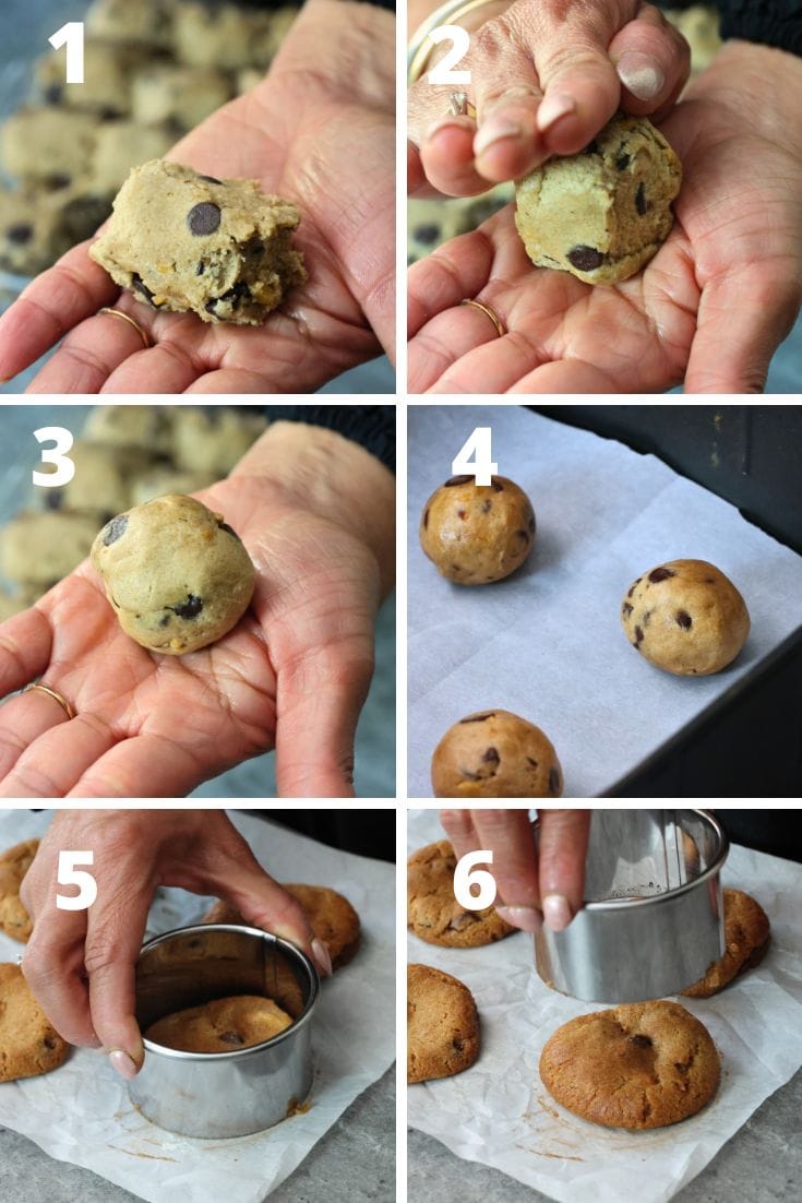 step by step recipe to make chocolate chip cookies from frozen chocolate chip cookie dough