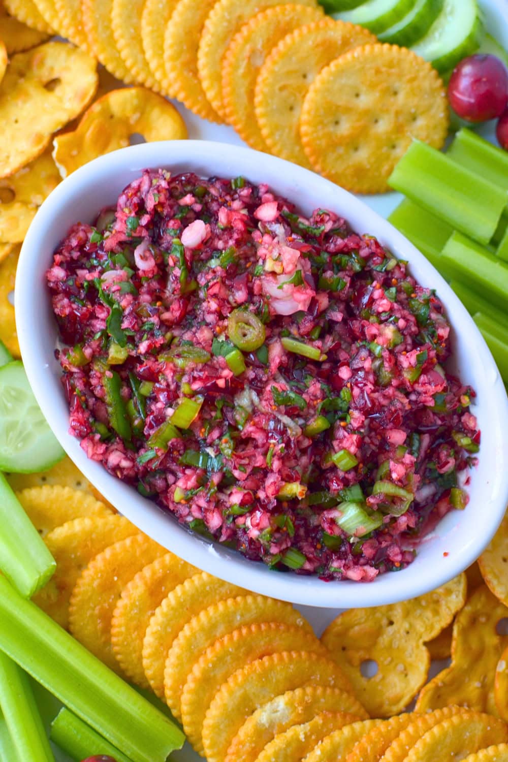 festive Cranberry jalapeño cream cheese dip