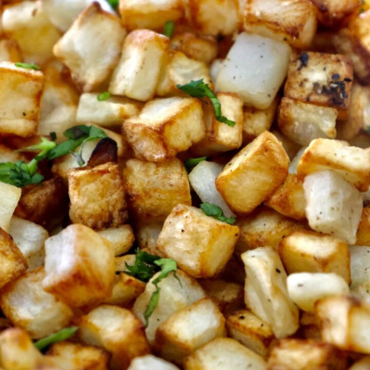 crispy frozen air fried diced potatoes