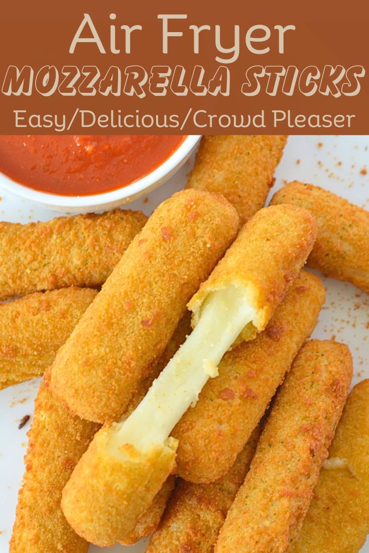 frozen mozzarella sticks in air fryer recipe pin image