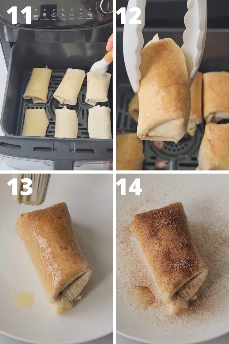 Step 3 instruction for air fryer Cheesecake Chimichangas