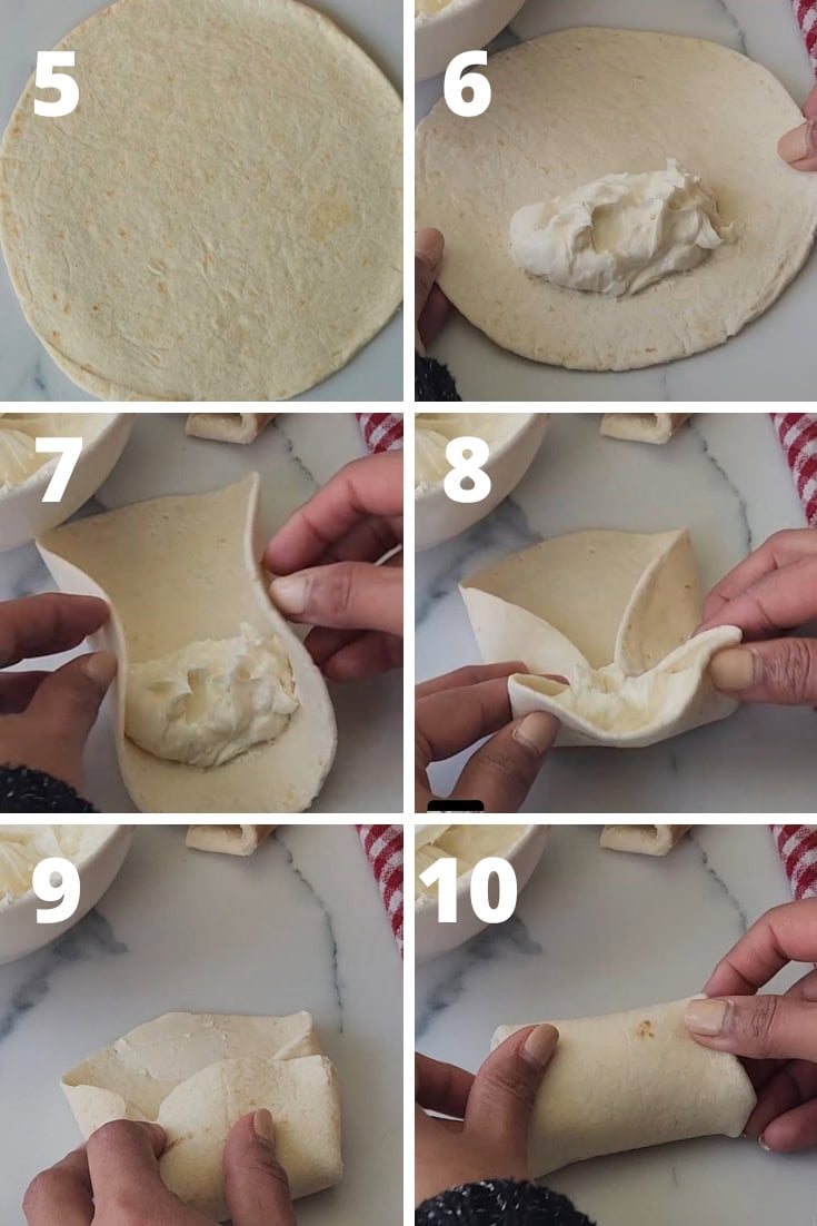 step 2  recipe how to fold Cheesecake chimichangas