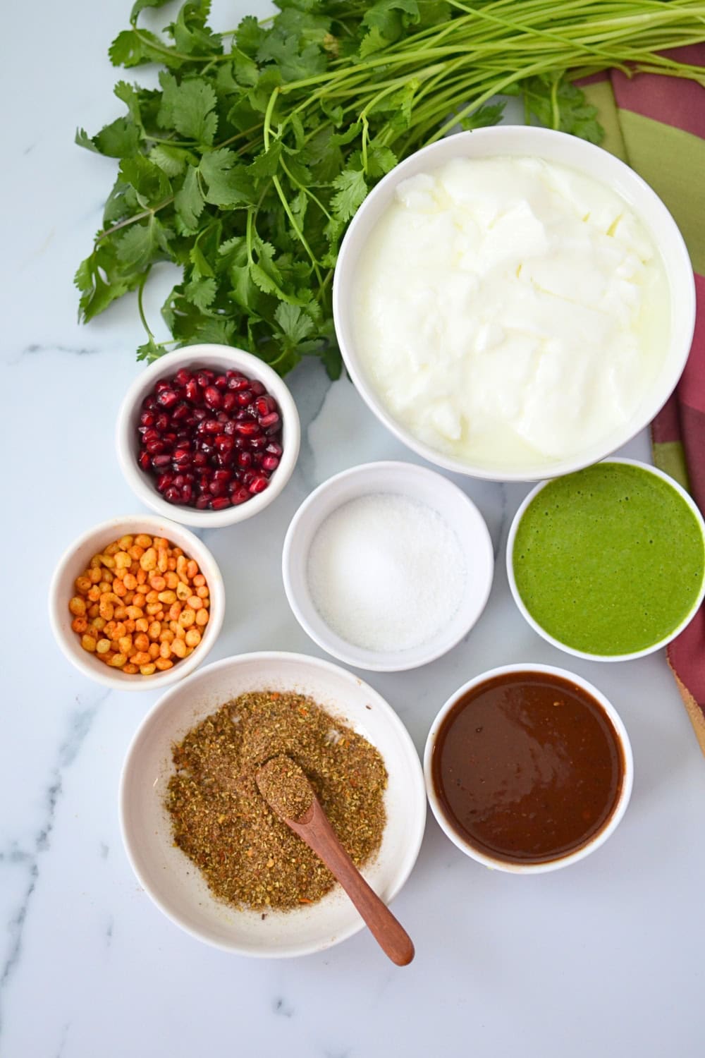 Ingredients for making Dahi and toppings