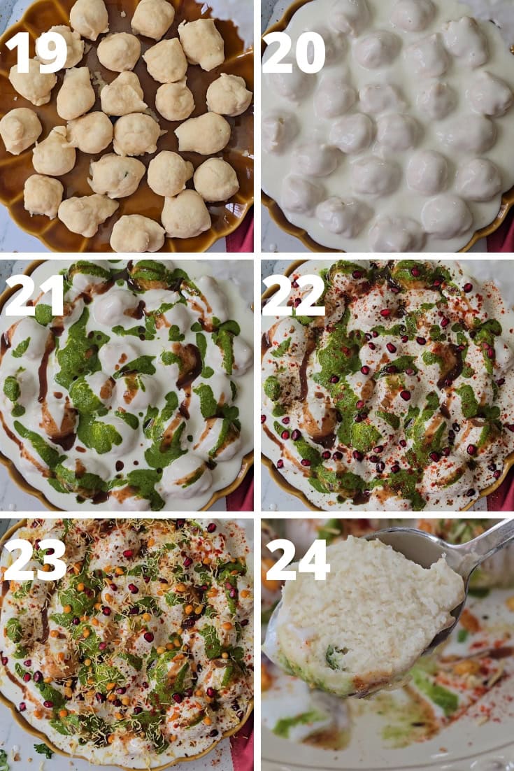 step by step picture of assembling the dahi bhara