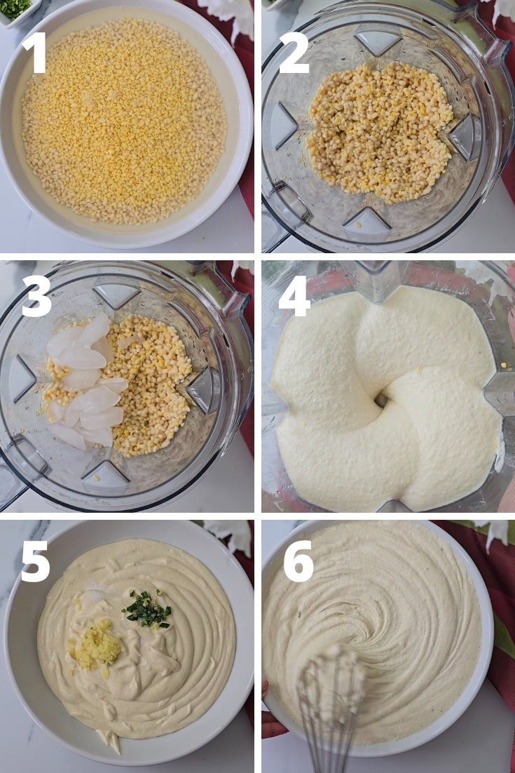 step by step picture of soaking and grinding dal for dahi Vada