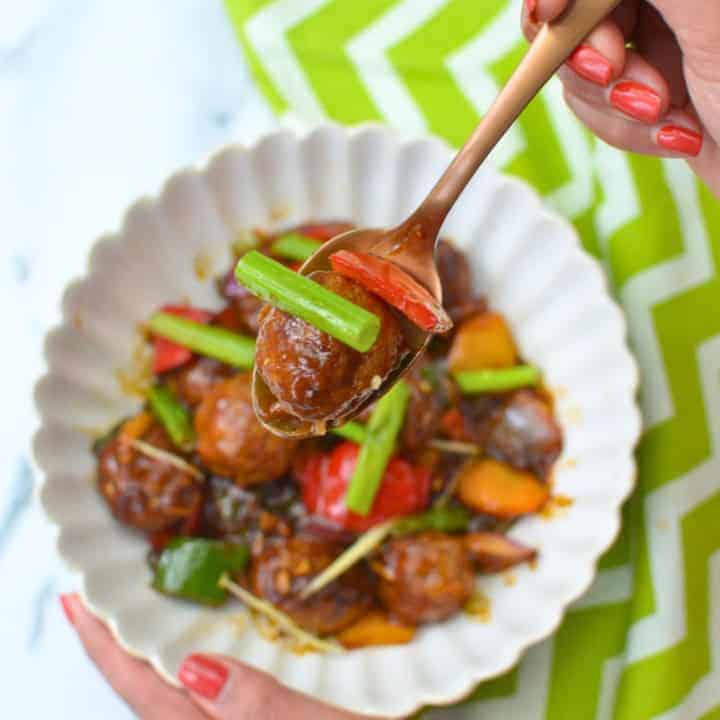 no fry Dry Manchurian recipe made in appe pan