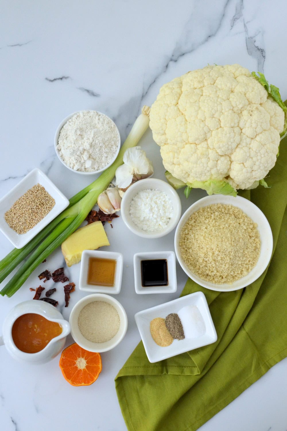 Crispy Air fried Orange cauliflower recipe ingredients