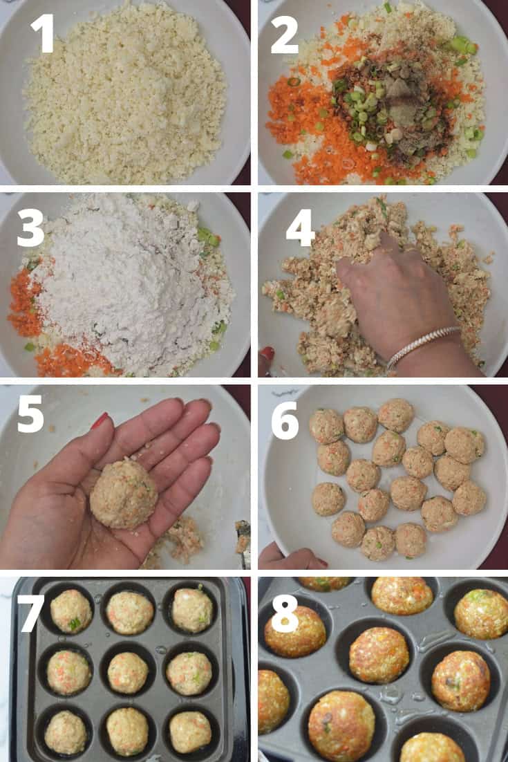 step by step pictures to how to make Manchurian balls