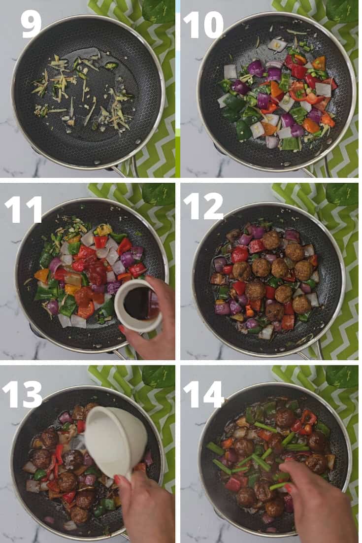 step by step pictures to how to make dry Manchurian recipe