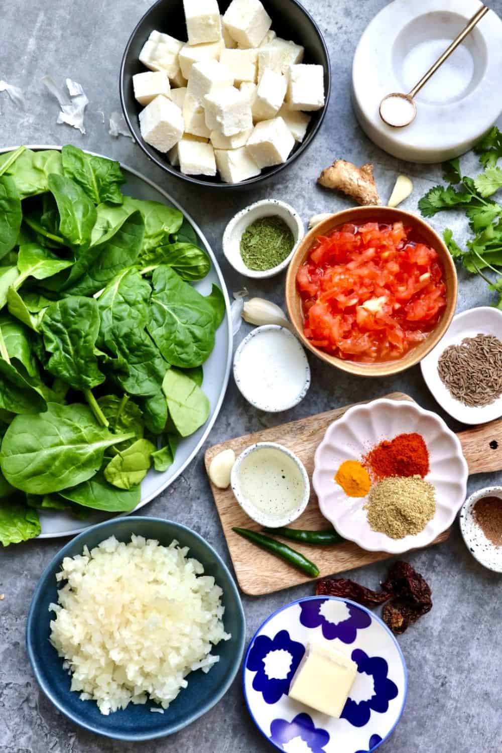ingredients to make palak paneer