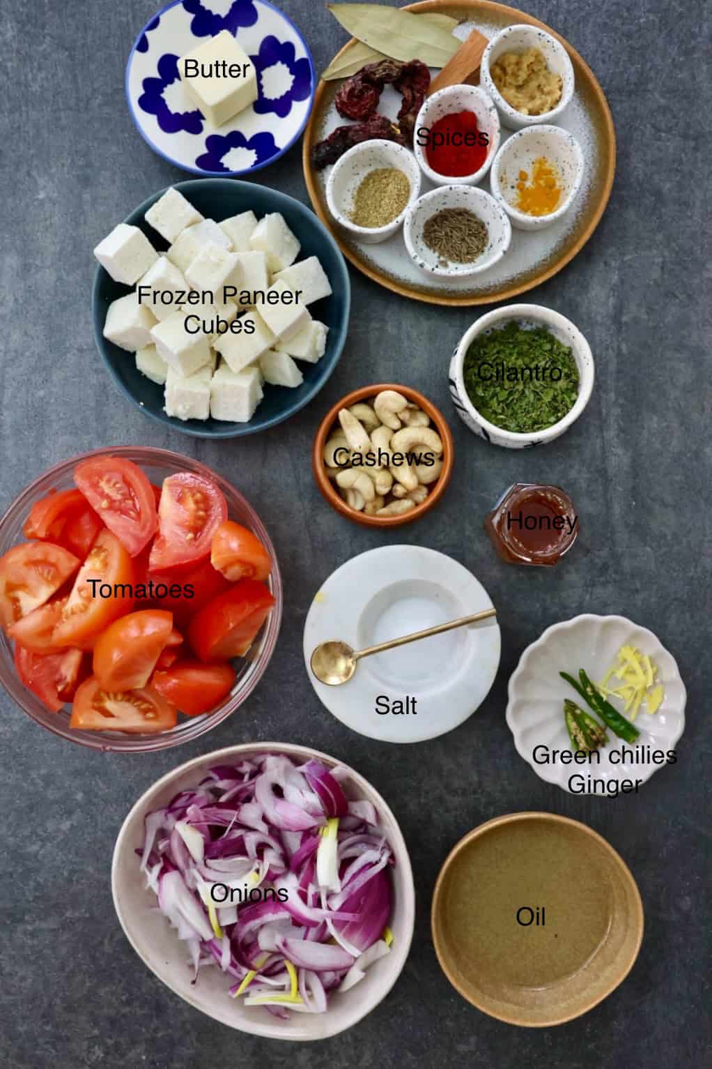 paneer makhani / paneer butter masala ingredients