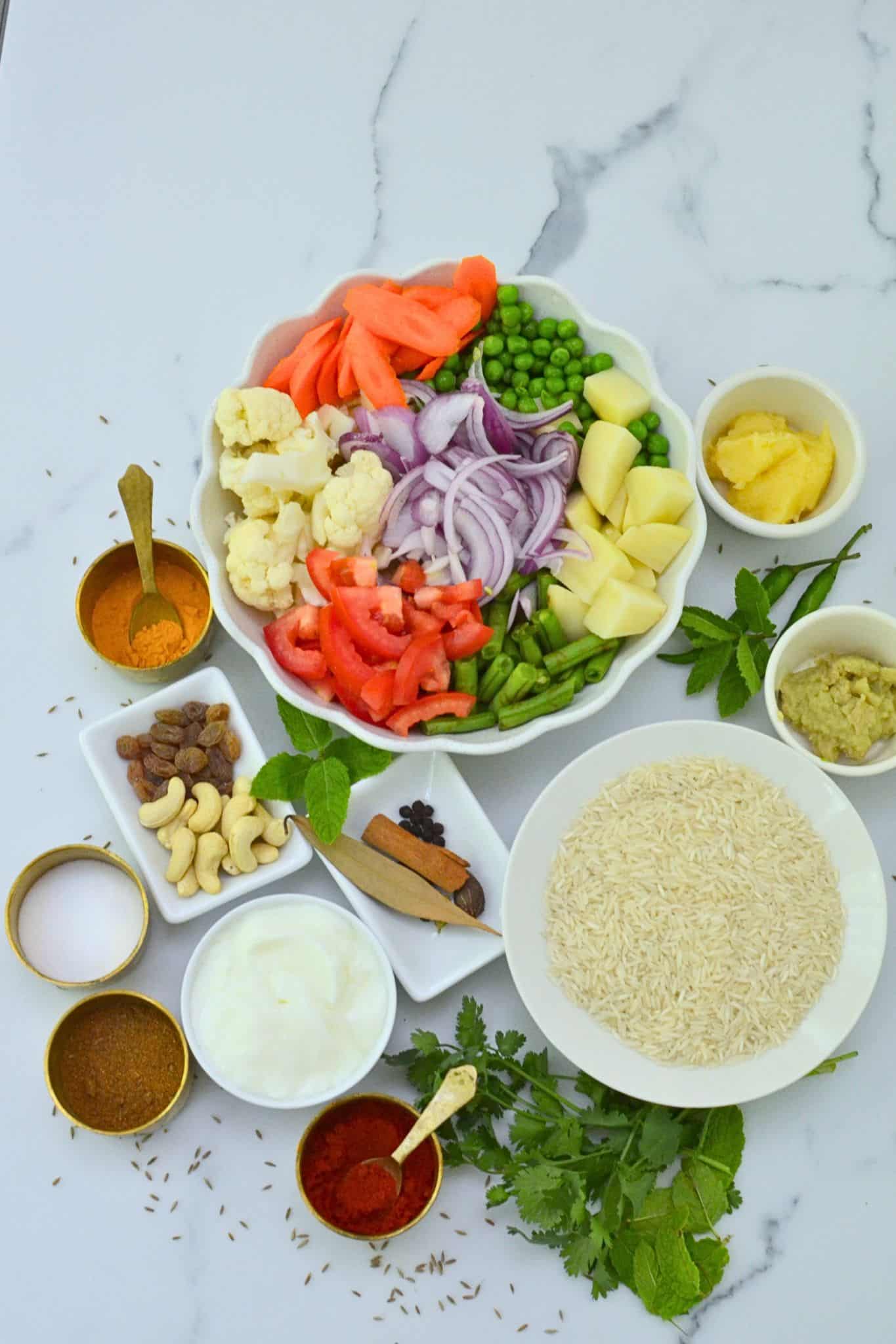 Instant pot veg biryani ingredients