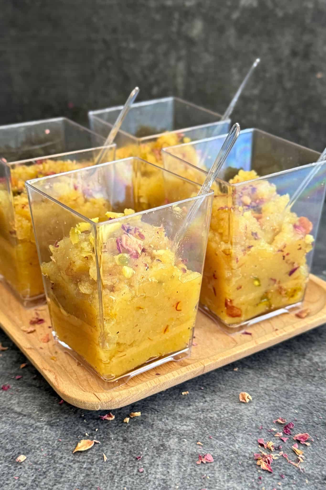 badam halwa in glasses