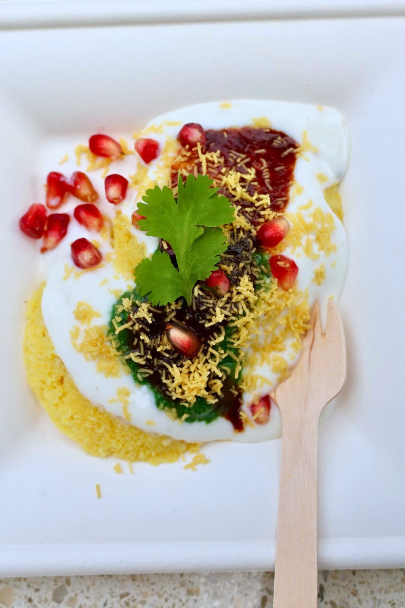 Serving Khaman Dhokla Chaat at a party idea
