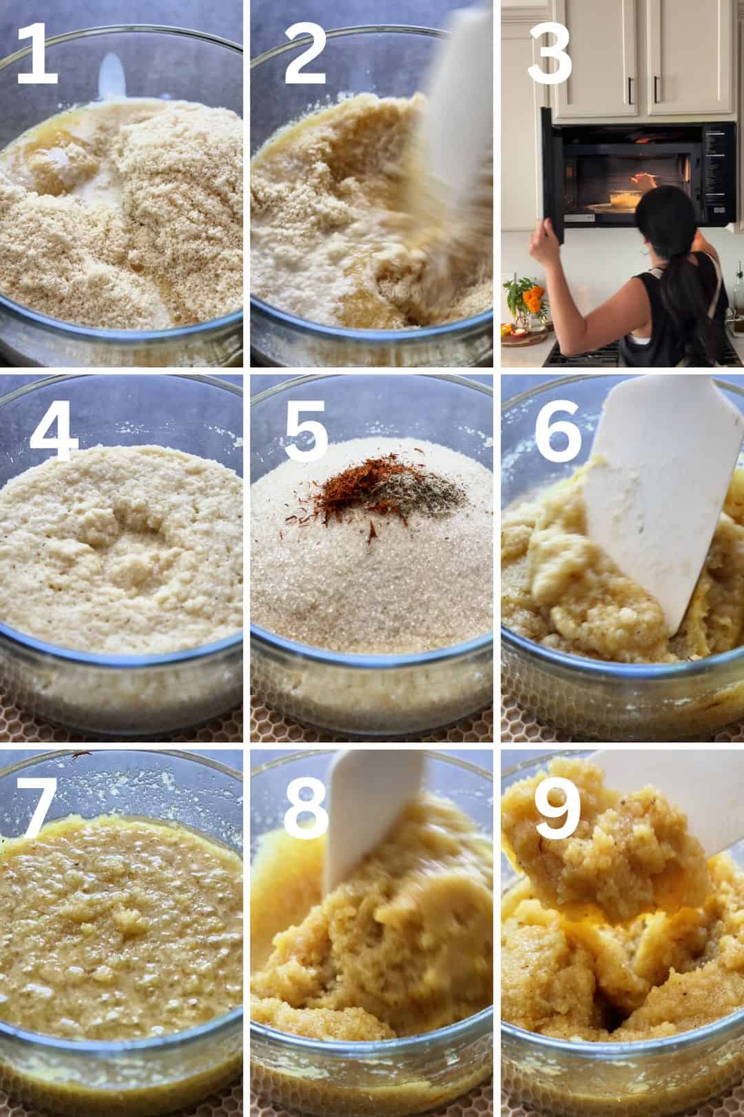 steps to make badam halwa in microwave