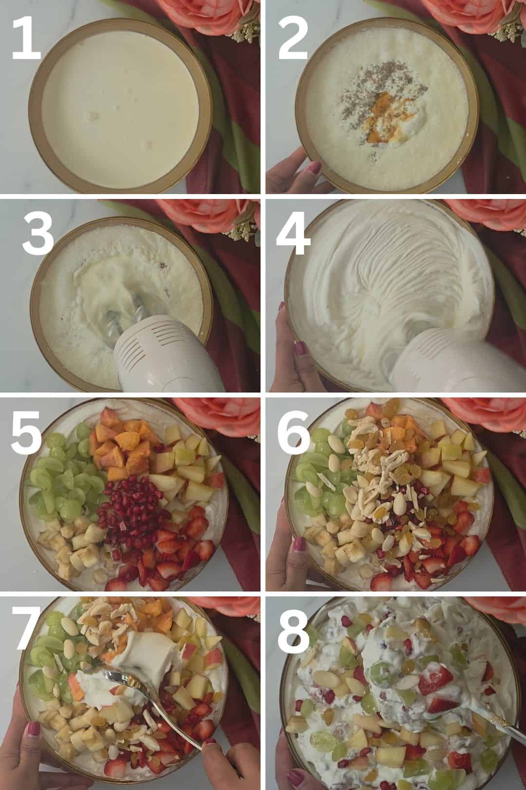  step by step picture of fruit cream