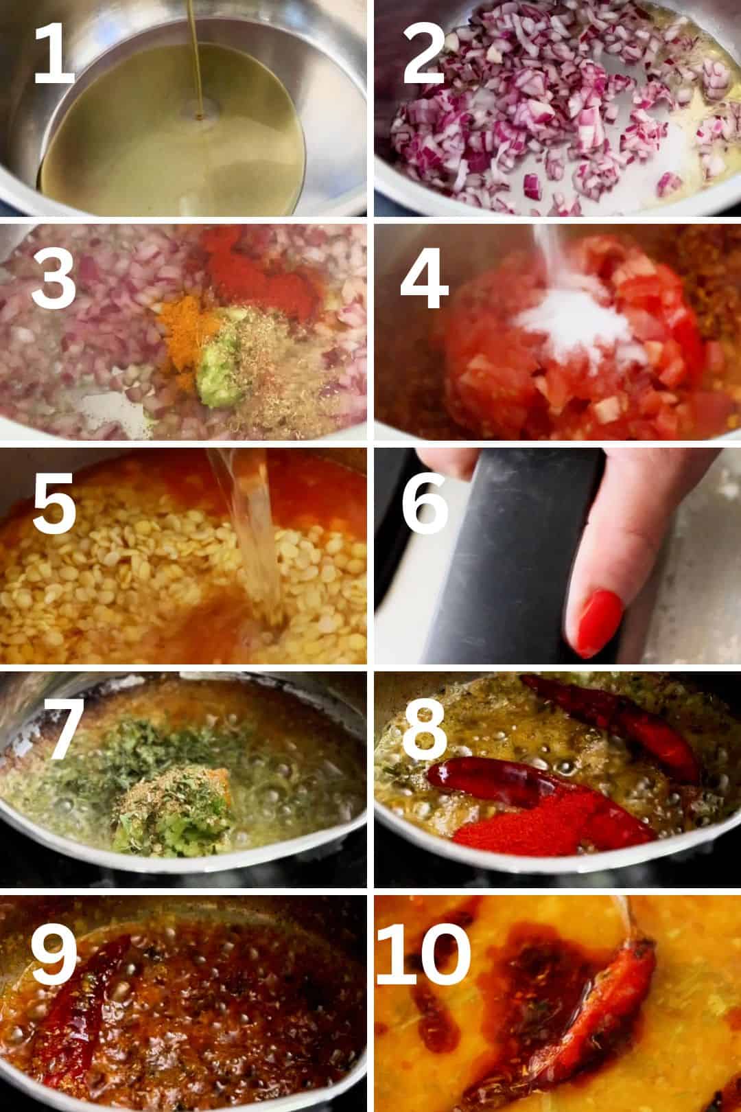 Quick Dal Tadka preparation for delicious Indian meal.