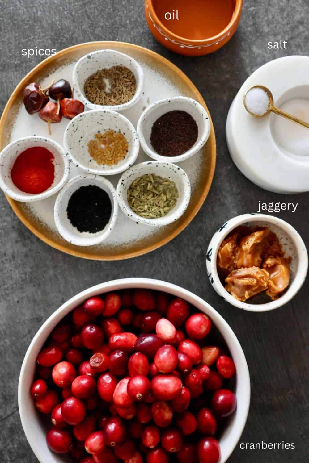 ingredients for cranberry chutney