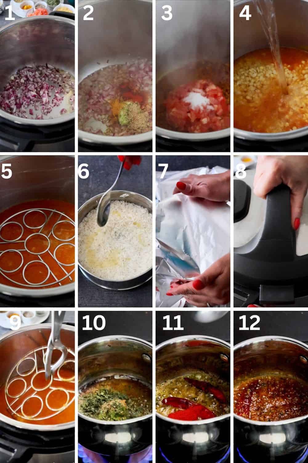 instant pot dal tadka pot in pot rice recipe