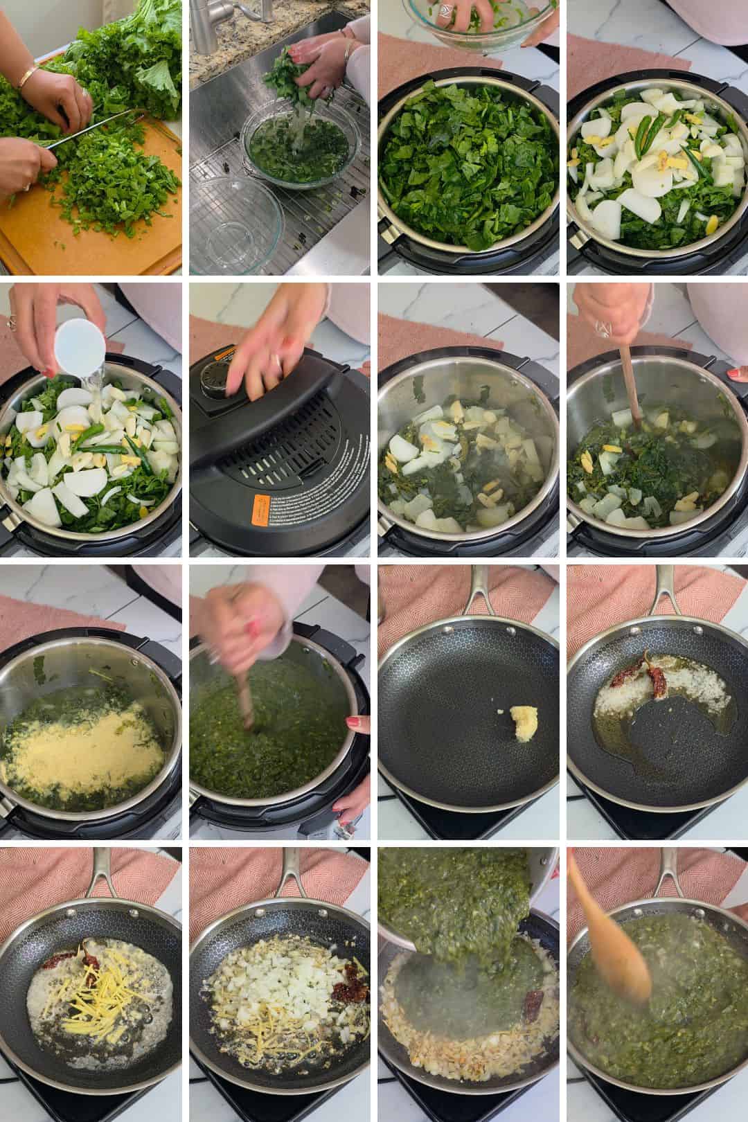Step by step pictures of how to make punjabi sarson ka saag