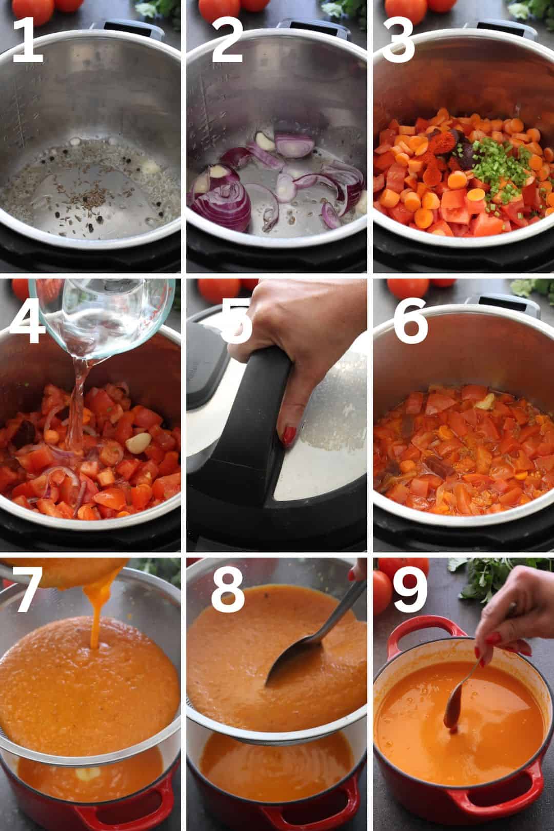steps to make Indian tomato soup using fresh tomatoes in Instant Pot