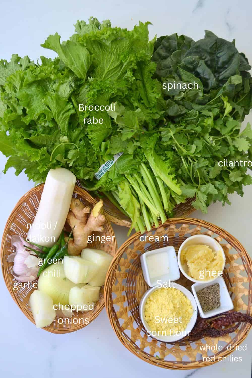 ingredients needed to make authentic punjabi sarson ka saag