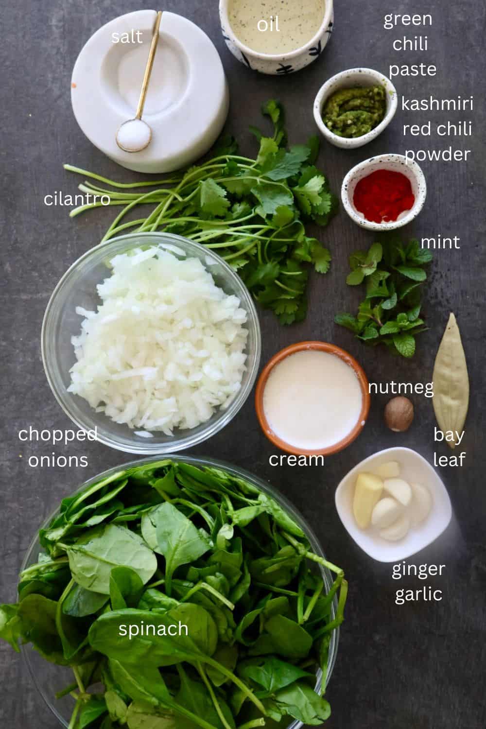 spinach palak soup ingredients