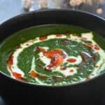 spinach soup in a bowl