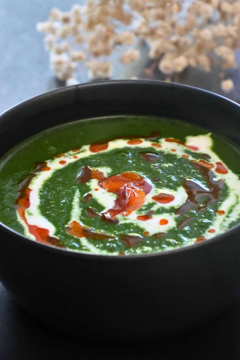 spinach soup in a bowl