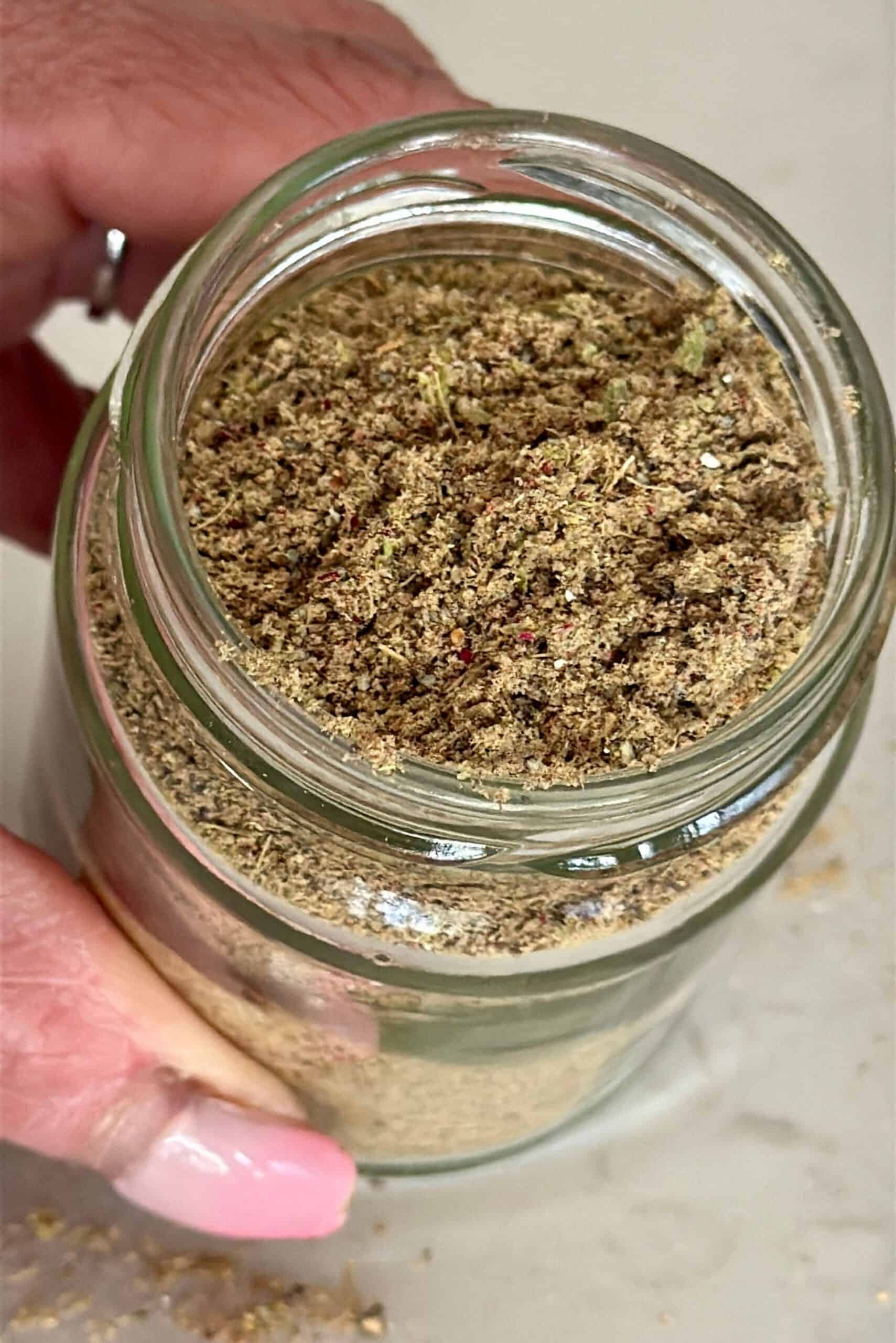 Homemade chai masala spice blend in jar for flavorful masala chai.