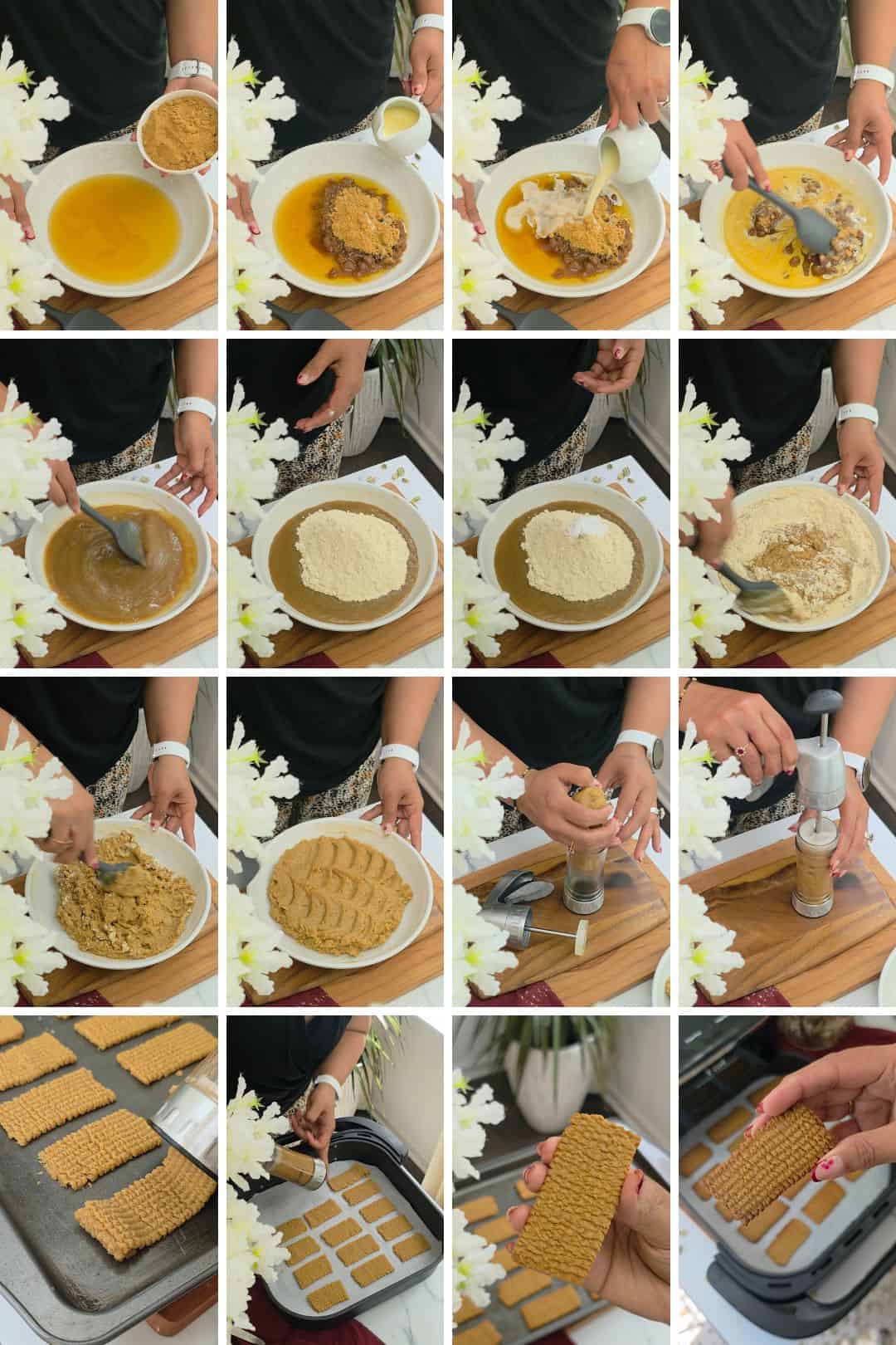 Step-by-step process of making Punjabi Atta Biscuits from dough to baked cookies.
